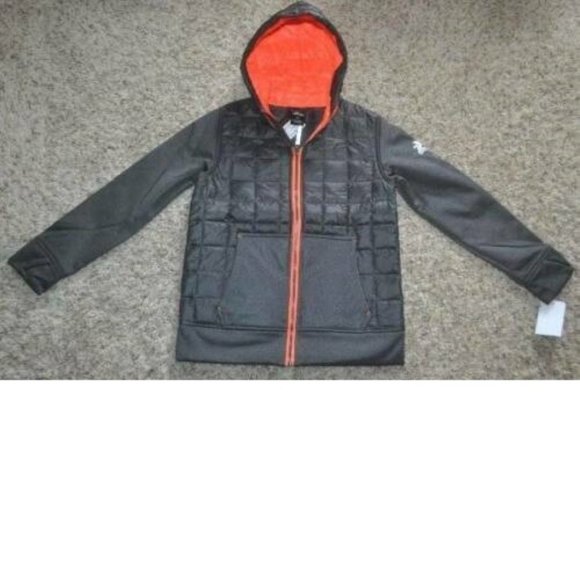 *Hybrid Jacket Zeroxposur sz 18 Wind Water Resistant Quilted Gray Orange Boys - Picture 2 of 6